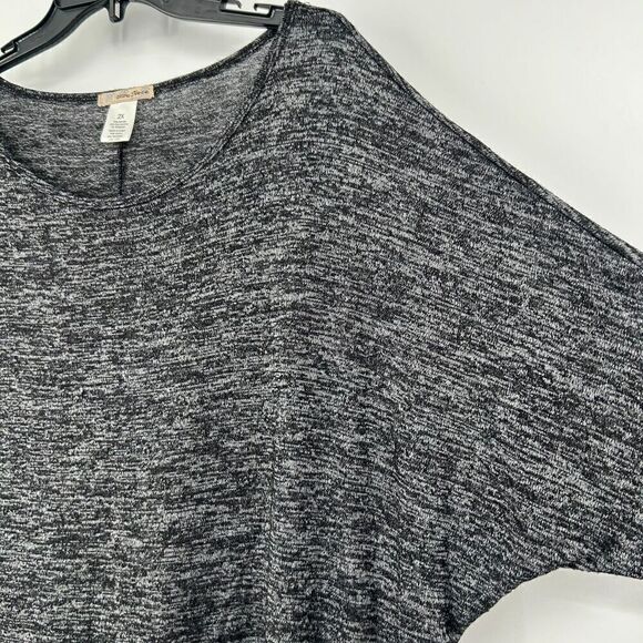 Ultra Freeze Marled Black Sweater Knit Top Dolman Sleeves Slouchy Oversized 2X - Picture 3 of 9